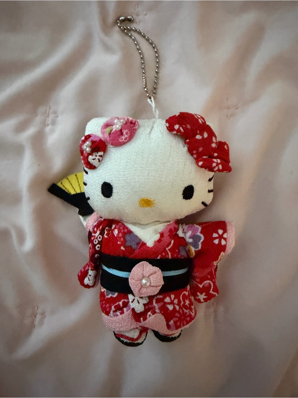 Vintage Hello Kitty Red Kimono Plush Keychain - Kids Accessory